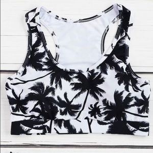 Palm tree print bikini racer shorts